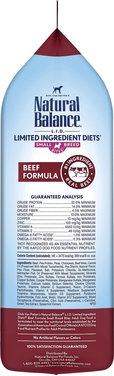 slide 7 of 8, Natural Balance L.I.D. Limited Ingredient Diets Small Breed Bites Grain Free Beef Formula Dog Food 4 lb, 4 lb