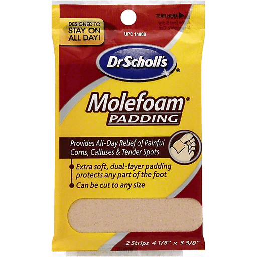 slide 1 of 1, Dr. Scholl's Molefoam Padding, 2 ct