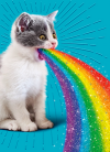 slide 1 of 1, Avanti Card Bday Cat Spits Up Rainbow, 1 ct