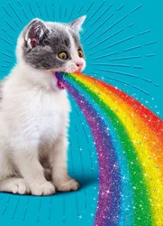 Avanti Birthday Card Cat Spits Up Rainbow