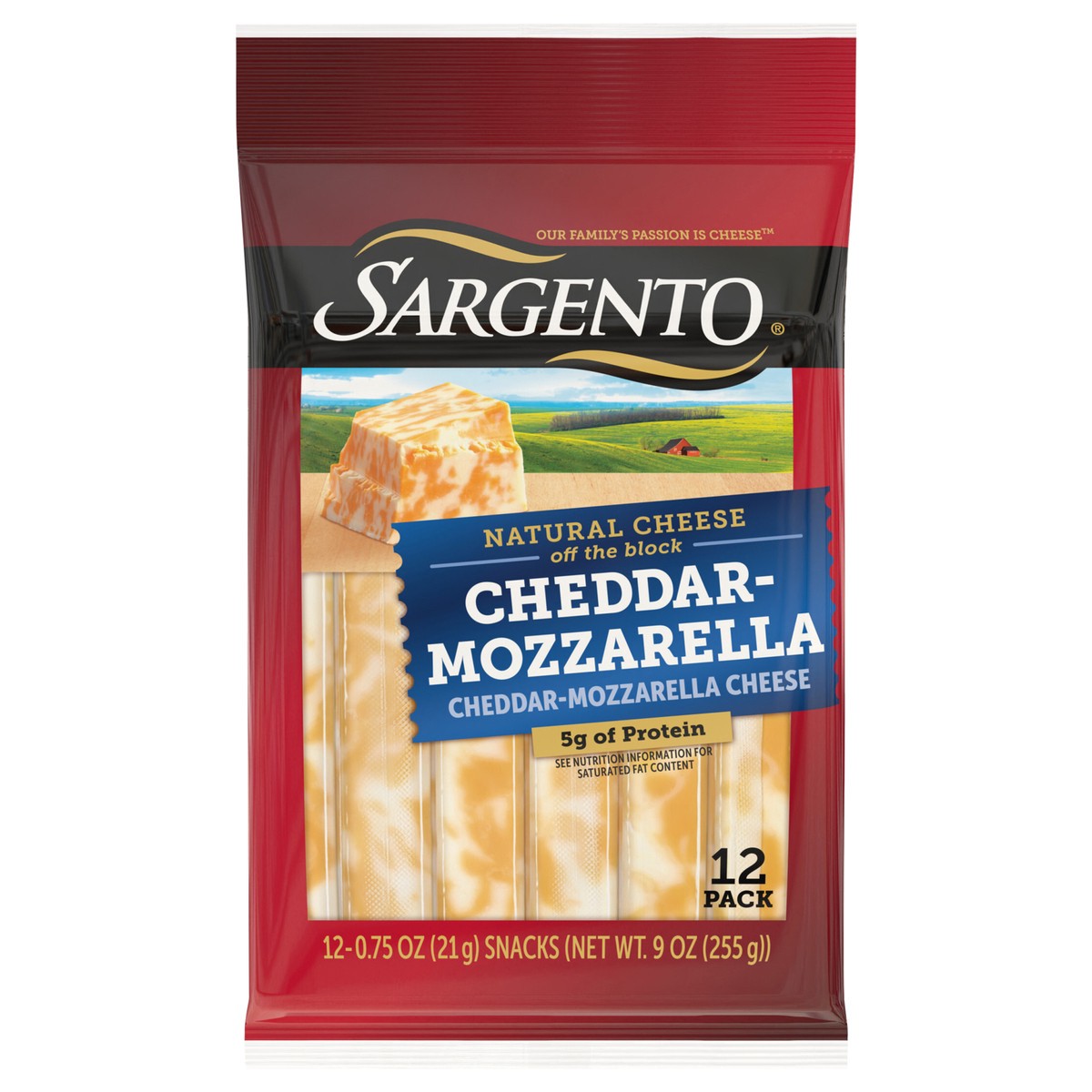 slide 1 of 1, Sargento Cheddar-Mozzarella Natural Cheese Snack Sticks, 12-Count, 12 ct