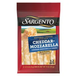 Sargento Natural Cheddar-Mozzarella Cheese Sticks, 12-Count, 9 oz