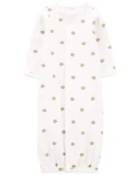 Carters Baby Preemie Snail Cotton Sleeper Gown Ivory NB