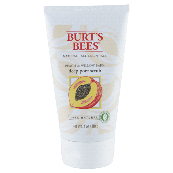 slide 1 of 1, Burt's Bees Natural Face Essentials Pore Scrub, Peach & Willow Bark, 4 oz