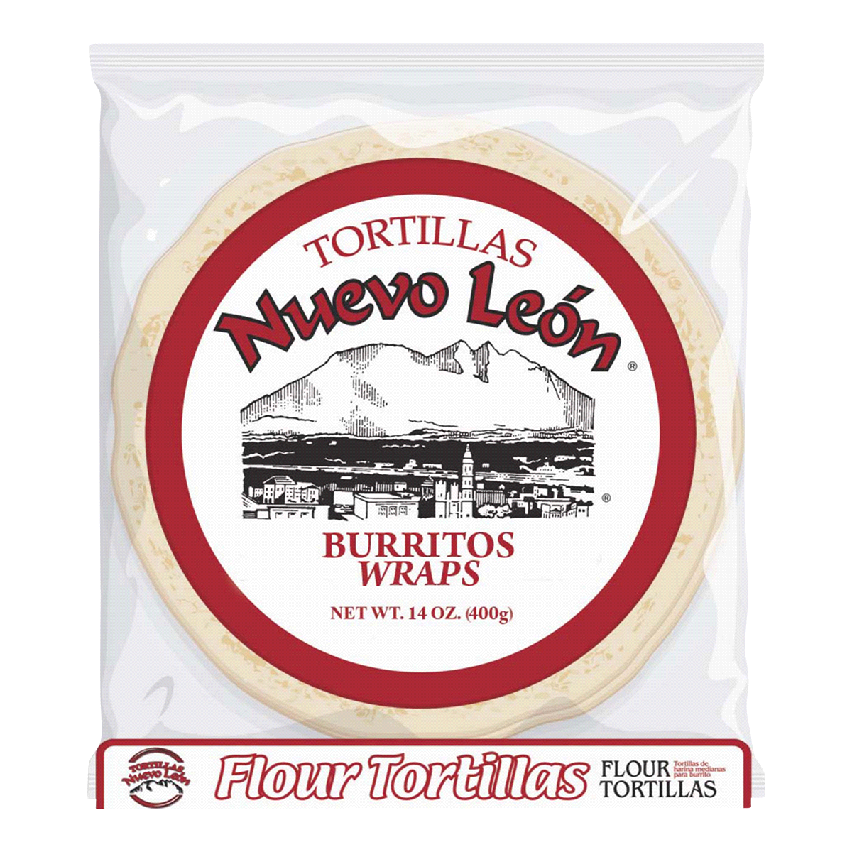 slide 1 of 1, Nuevo Leon Burritos Wraps Flour Tortillas, Large, 6 ct