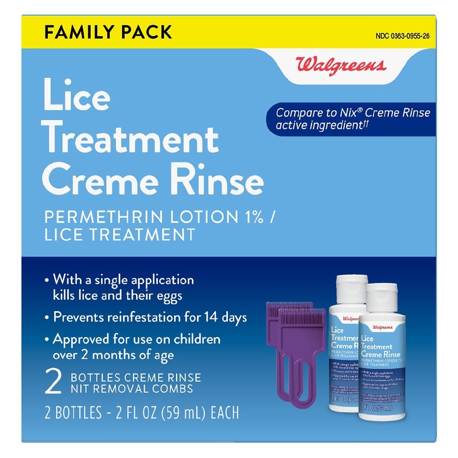 slide 1 of 1, Walgreens Lice Treatment Creme Rinse, 2 ct / 2 fl oz