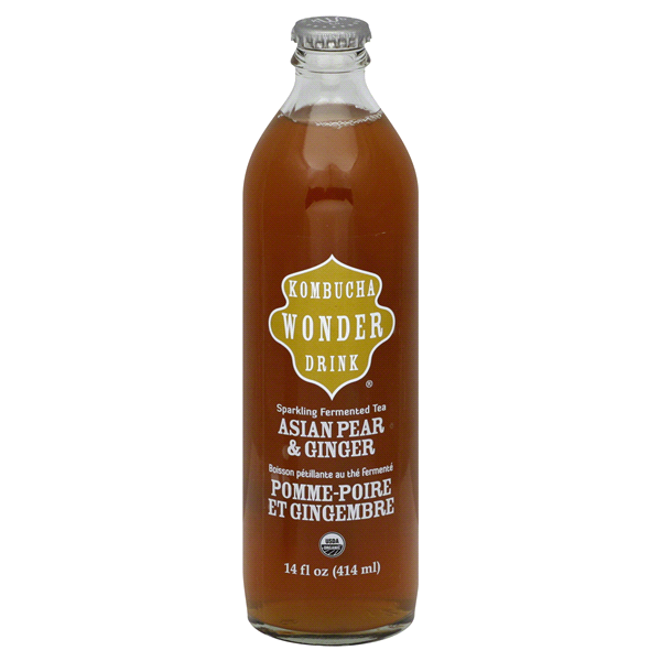 slide 1 of 4, Wonder Drink Organic Kombucha Asian Pear & Ginger, 14 fl oz