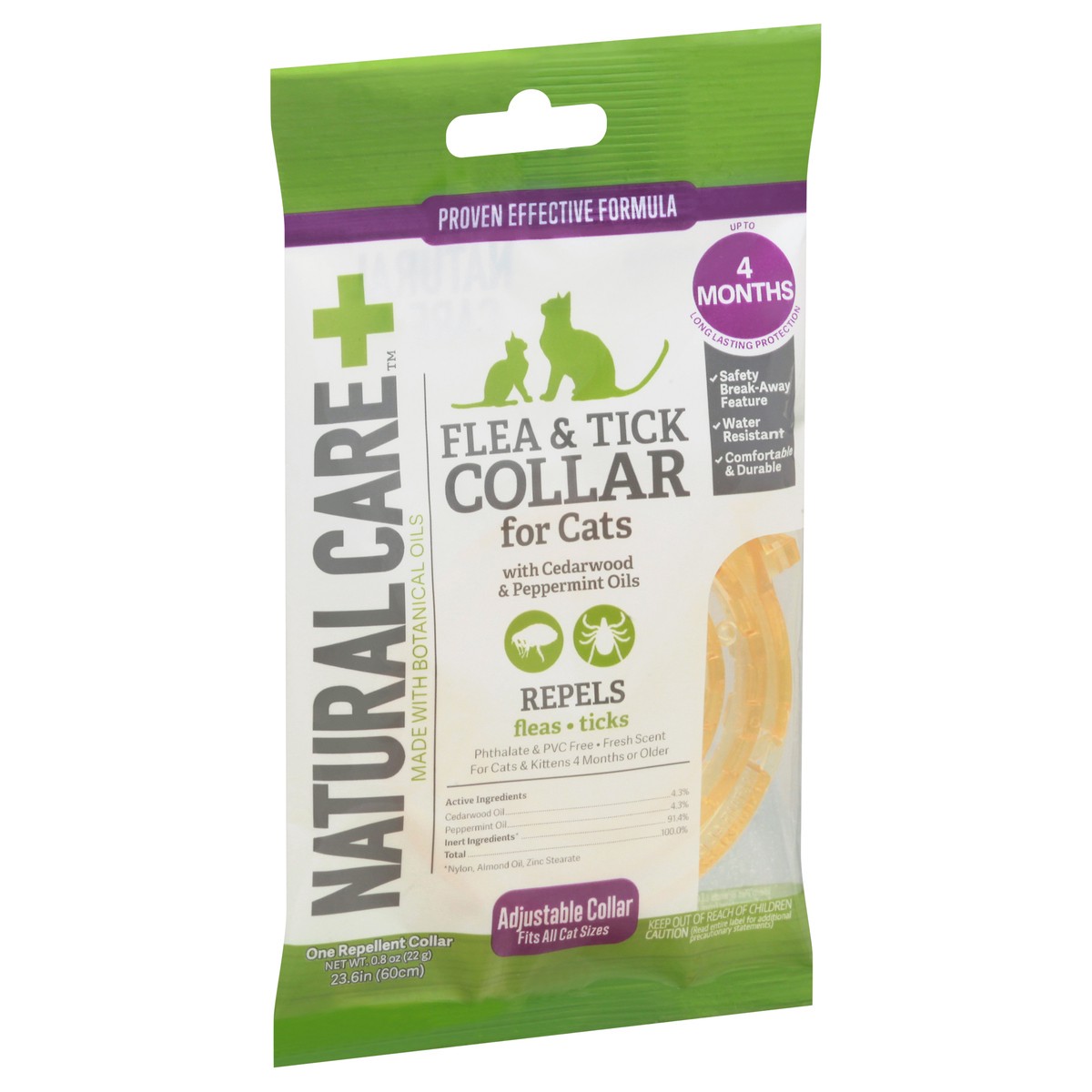 slide 4 of 9, Natural Care + Flea & Tick Collar For Cat 1 ea Bag, 1 ct