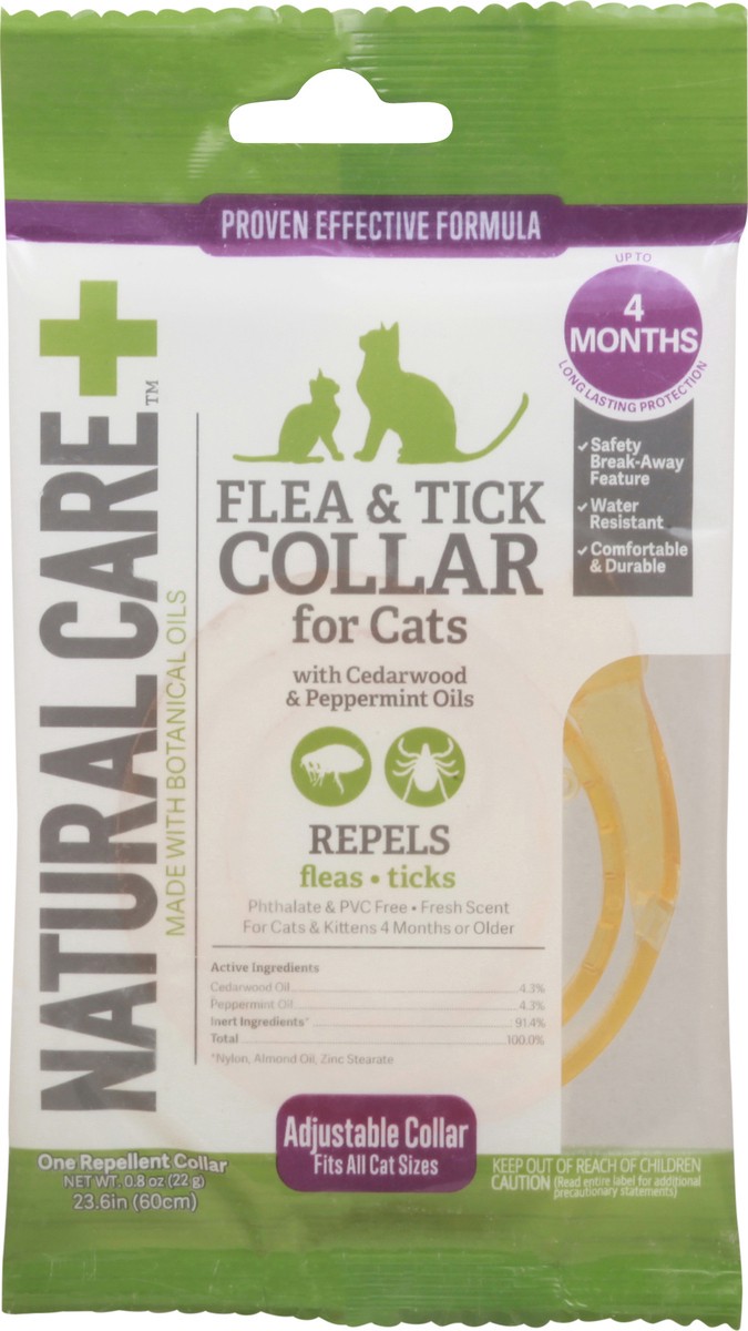 slide 1 of 9, Natural Care + Flea & Tick Collar For Cat 1 ea Bag, 1 ct