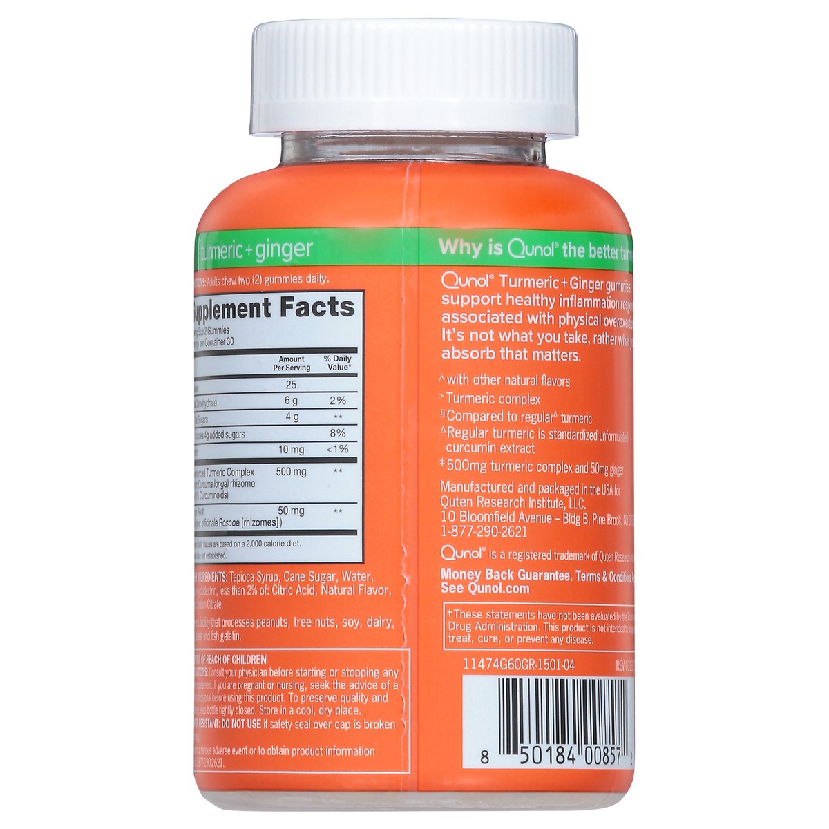 slide 8 of 15, Qunol 550 mg Rich Tangerine Flavor Turmeric + Ginger 60 Gummies, 60 ct