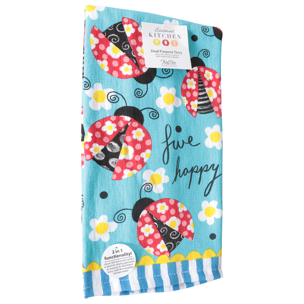 slide 1 of 1, Kay Dee Designs Towel, Live Happy Ladybugs, Dual Purpose, 1 ct