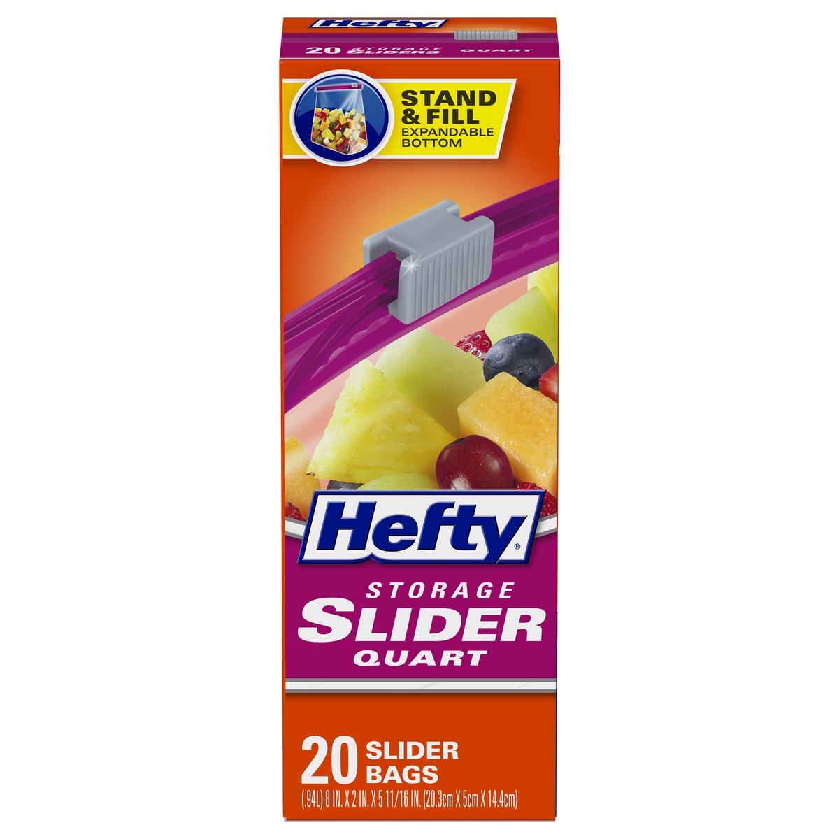 slide 9 of 9, Hefty Quart Slider Storage Bag, 20 ct