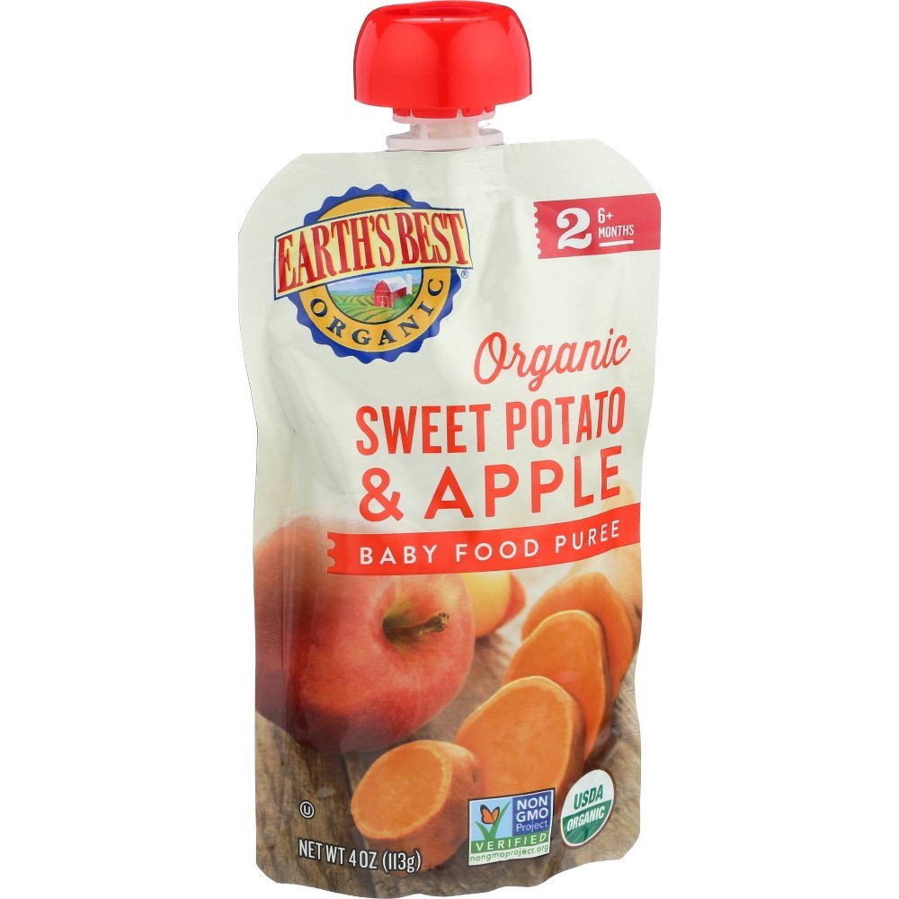 slide 3 of 4, Earth's Best Sweet Potato Apple Baby Puree, 4 oz