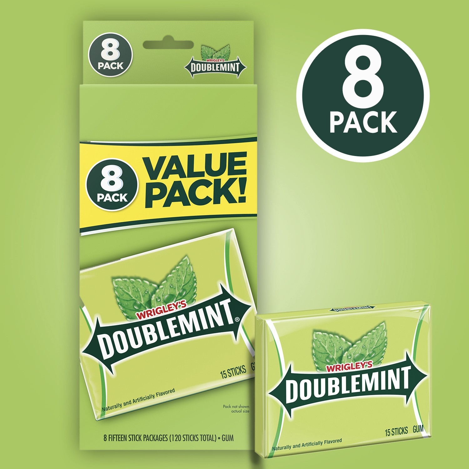 slide 8 of 8, Doublemint WRIGLEY'S DOUBLEMINT Bulk Chewing Gum, Value Pack, 15 ct (8 Pack), 120 pc