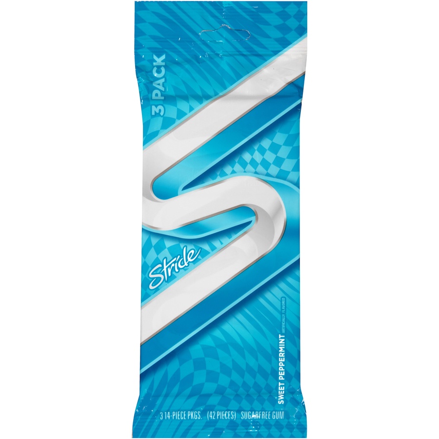 slide 1 of 6, Stride Sugar-Free Sweet Peppermint Gum, 3 ct