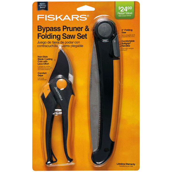 slide 1 of 1, Fiskars Bypass Pruner & Folding Saw Set., 1 ct