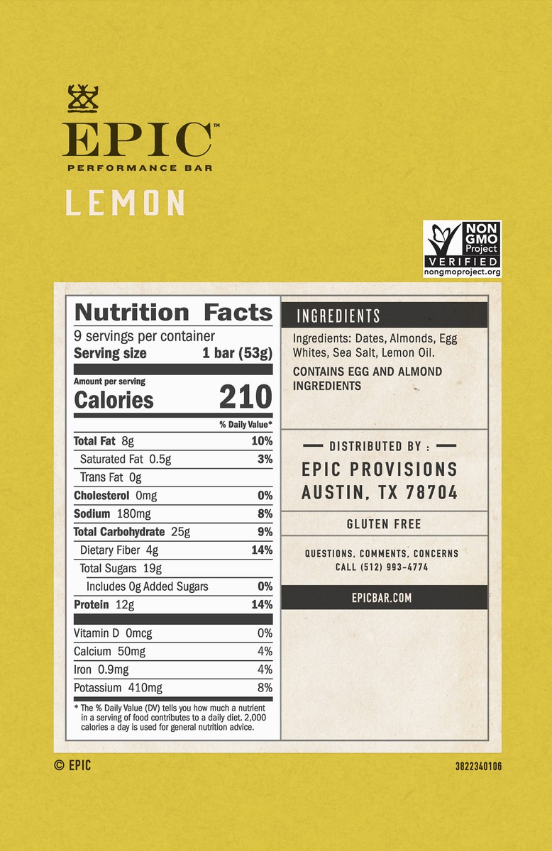 slide 3 of 12, Epic Lemon Performance Bar 9 ea, 9 ct