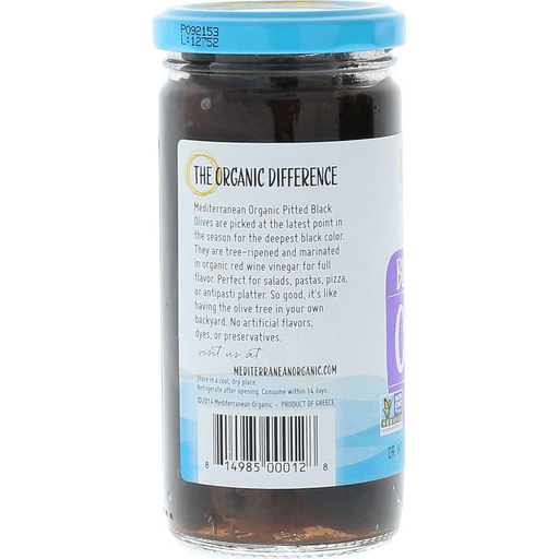 slide 3 of 3, Mediterranean Organic Organic Pitted Black Tree Ripened Olives, 8.1 oz