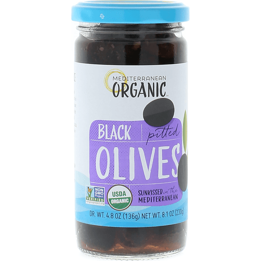 slide 1 of 3, Mediterranean Organic Organic Pitted Black Tree Ripened Olives, 8.1 oz