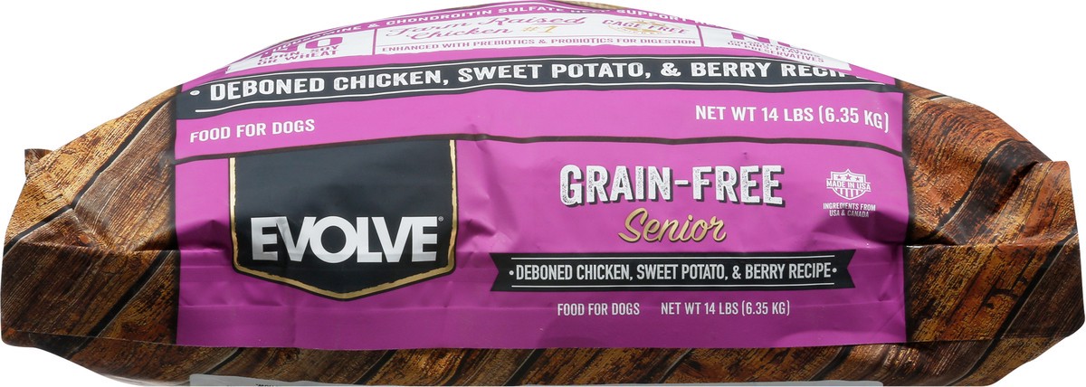 slide 8 of 12, Evolve Grain-Free Senior Deboned Chicken, Sweet Potato, & Berry Recipe Food for Dogs 14 lb, 14 lb