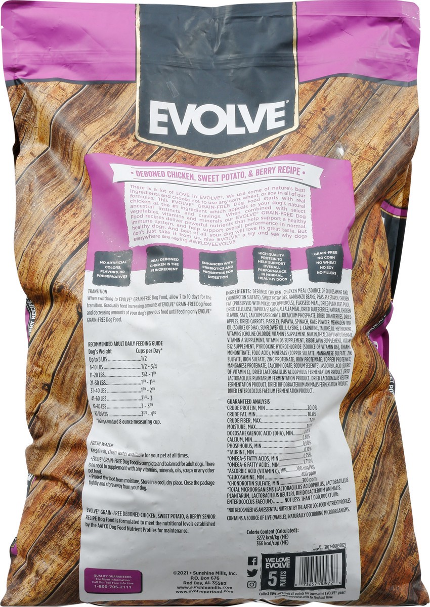 slide 2 of 12, Evolve Grain-Free Senior Deboned Chicken, Sweet Potato, & Berry Recipe Food for Dogs 14 lb, 14 lb