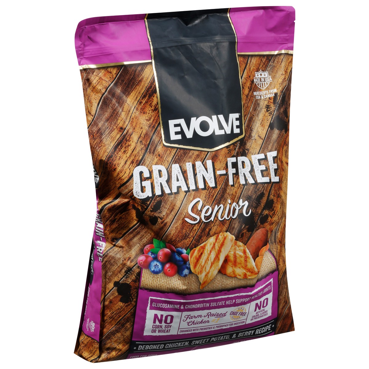 slide 4 of 12, Evolve Grain-Free Senior Deboned Chicken, Sweet Potato, & Berry Recipe Food for Dogs 14 lb, 14 lb