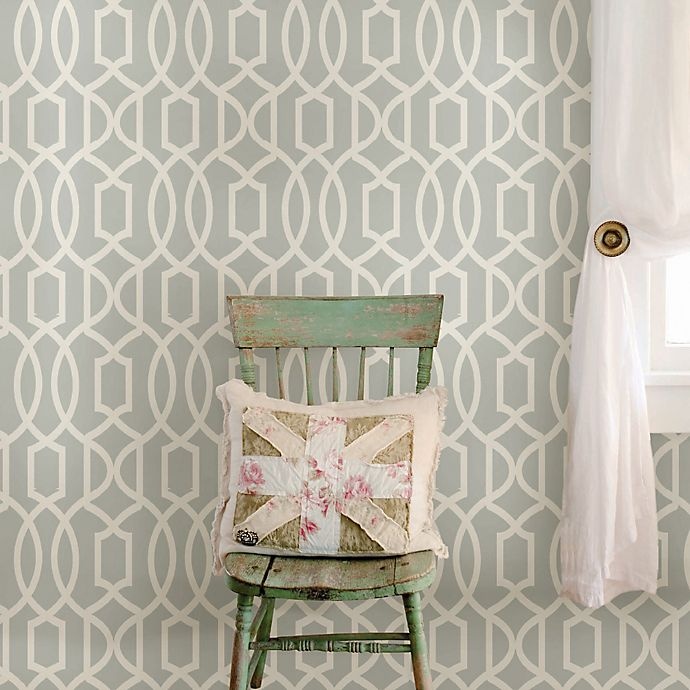 slide 1 of 2, WallPops! NuWallpaper Grand Trellis Peel & Stick Wallpaper - Grey, 1 ct