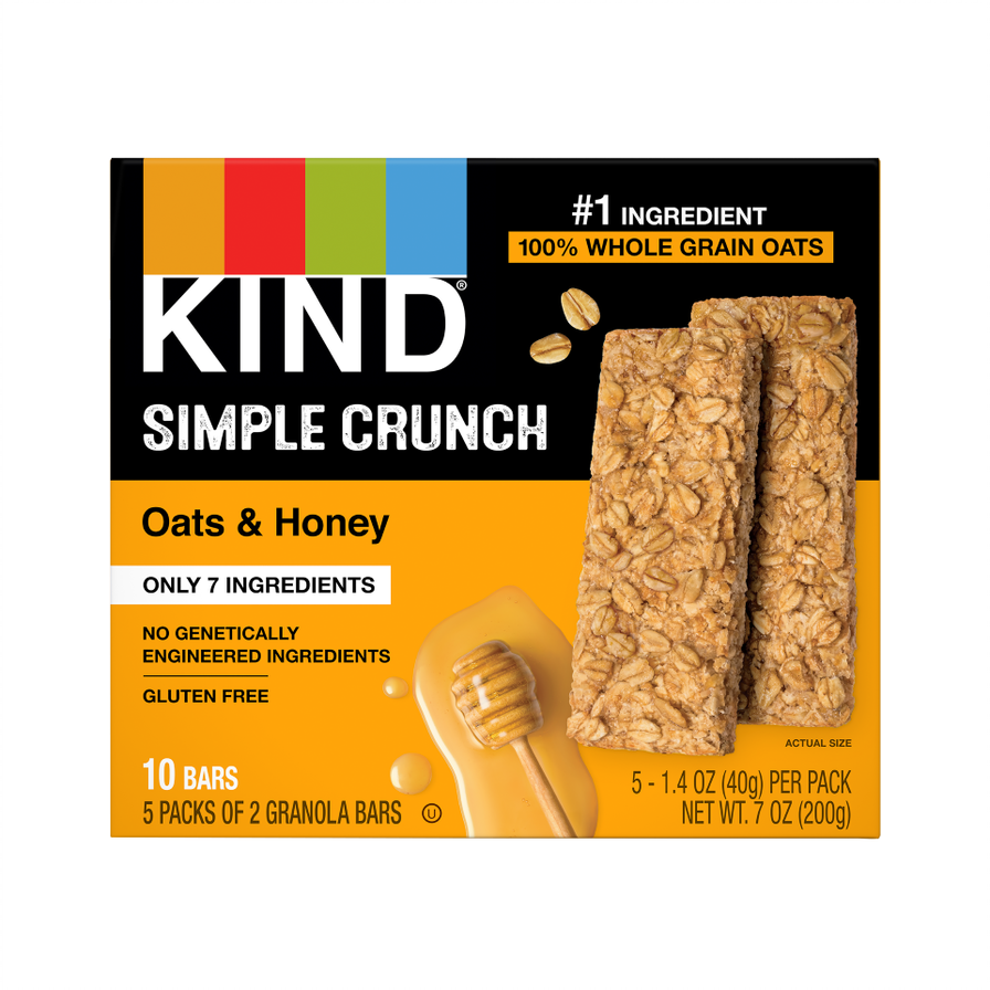 slide 1 of 1, KIND Simple Crunch, Oats & Honey Bar, 10 ct