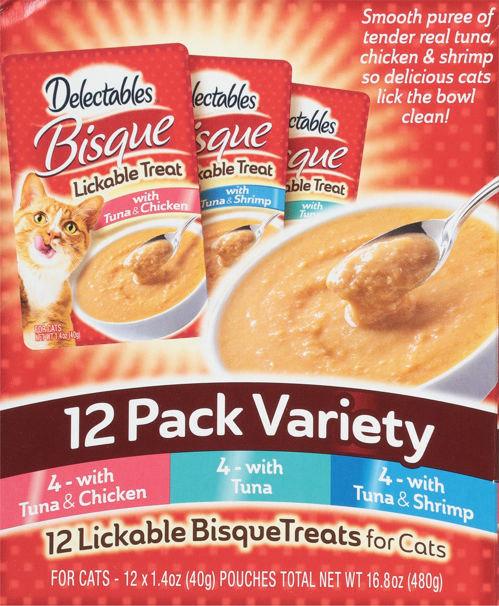 slide 4 of 9, Delectables Lickable Bisque Treats for Cats 12 Pack Variety 12 - 1.4 oz Pouches, 12 ea