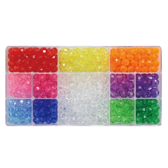 slide 1 of 5, Multicolor Faceted Plastic Beads By Creatology, 9mm X 9.5mm, 9.5mm
