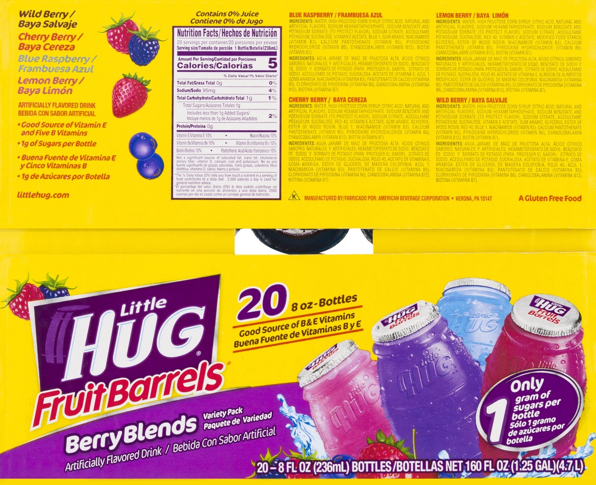 slide 2 of 9, Little Hug Berry Blends Variety Pack Fruit Barrels 20 ea, 8 oz