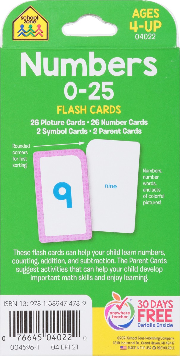 slide 4 of 9, School Zone Flash Cards Numbers, 1 ct