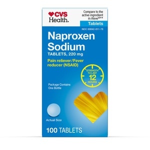 slide 1 of 1, CVS Health Naproxen Sodium Tablets 220 Mg, Pain Reliever/Fever Reducer, All Day Pain Relief, 100 Ct, 100 ct