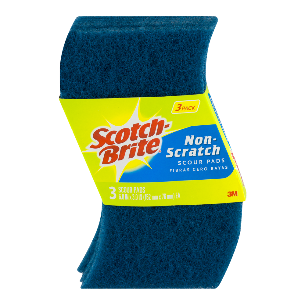 slide 1 of 1, Scotch-Brite Nonscratch Scour Pad, 3 ct