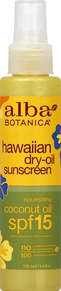 slide 5 of 6, Alba Botanica Hawaiian Natural Dry-Oil Sunscreen SPF 15, 4.5 fl oz