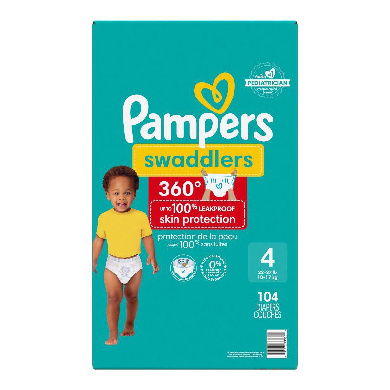 slide 7 of 12, Pampers Swaddler 360 Enormous Disposable Baby Diapers - Size 4 - 104ct, 104 ct