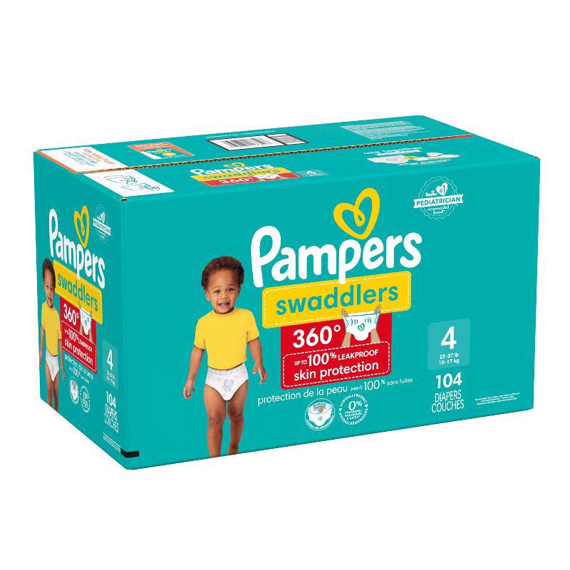 slide 5 of 12, Pampers Swaddler 360 Enormous Disposable Baby Diapers - Size 4 - 104ct, 104 ct