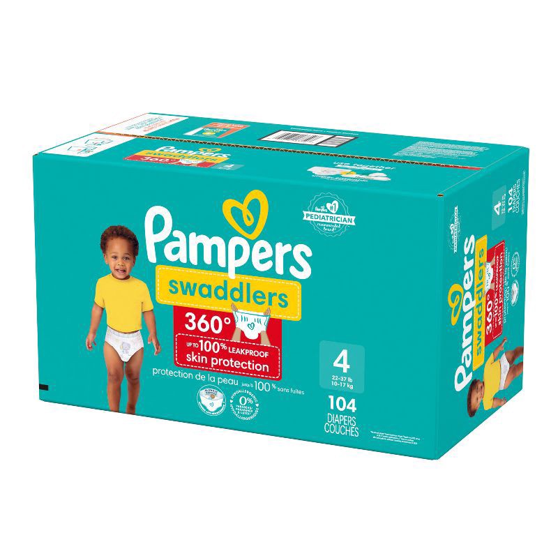 slide 10 of 12, Pampers Swaddler 360 Enormous Disposable Baby Diapers - Size 4 - 104ct, 104 ct