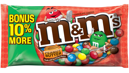 slide 1 of 1, M&M's Peanut Butter Chocolate 10% Bonus Bag, 14 oz