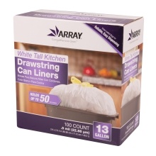 slide 1 of 1, ARRAY Drawstring Can Liners, 100 ct