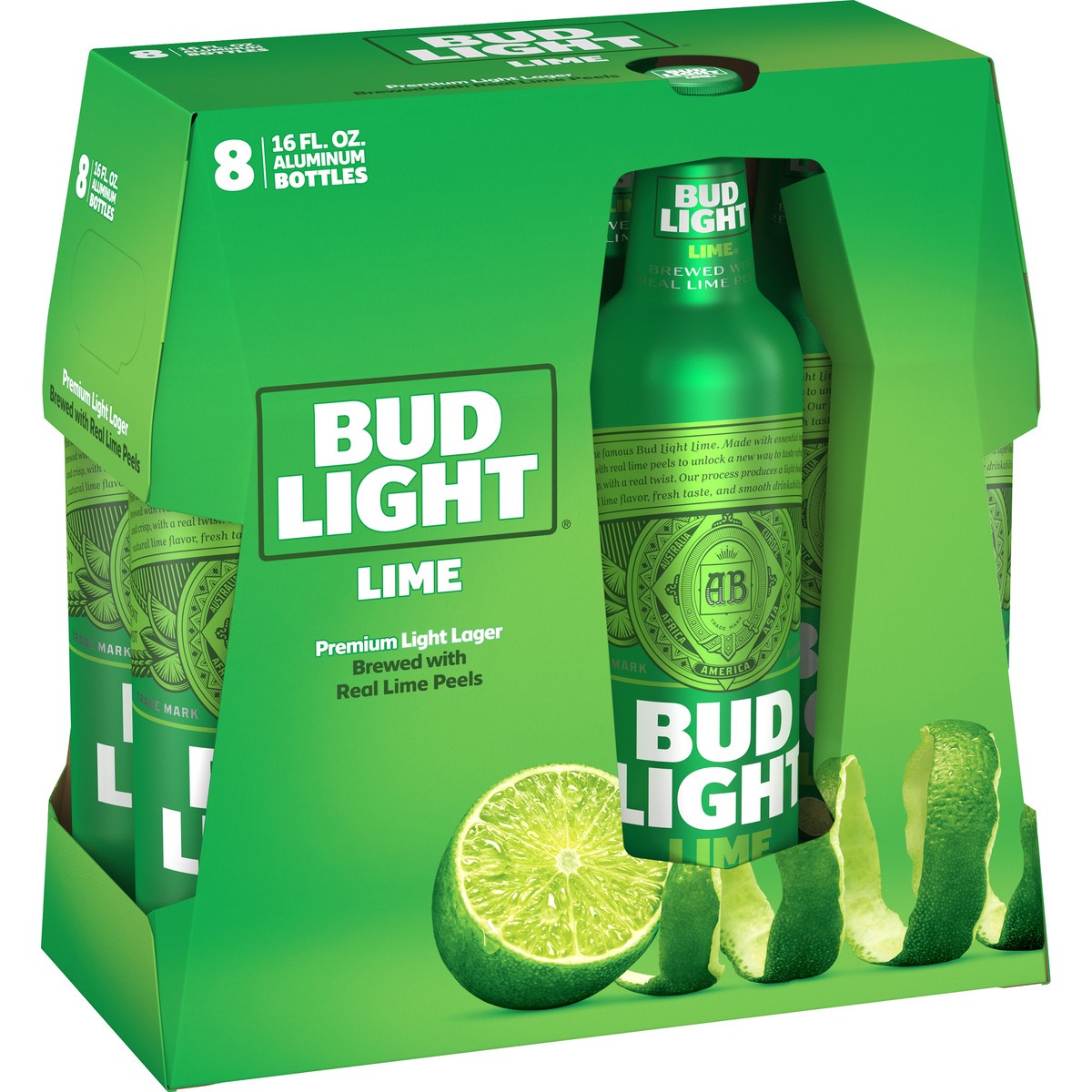 slide 2 of 3, Bud Light Lime Beer Aluminum, 4.2% ABV, 8 bottles / 16 fl oz