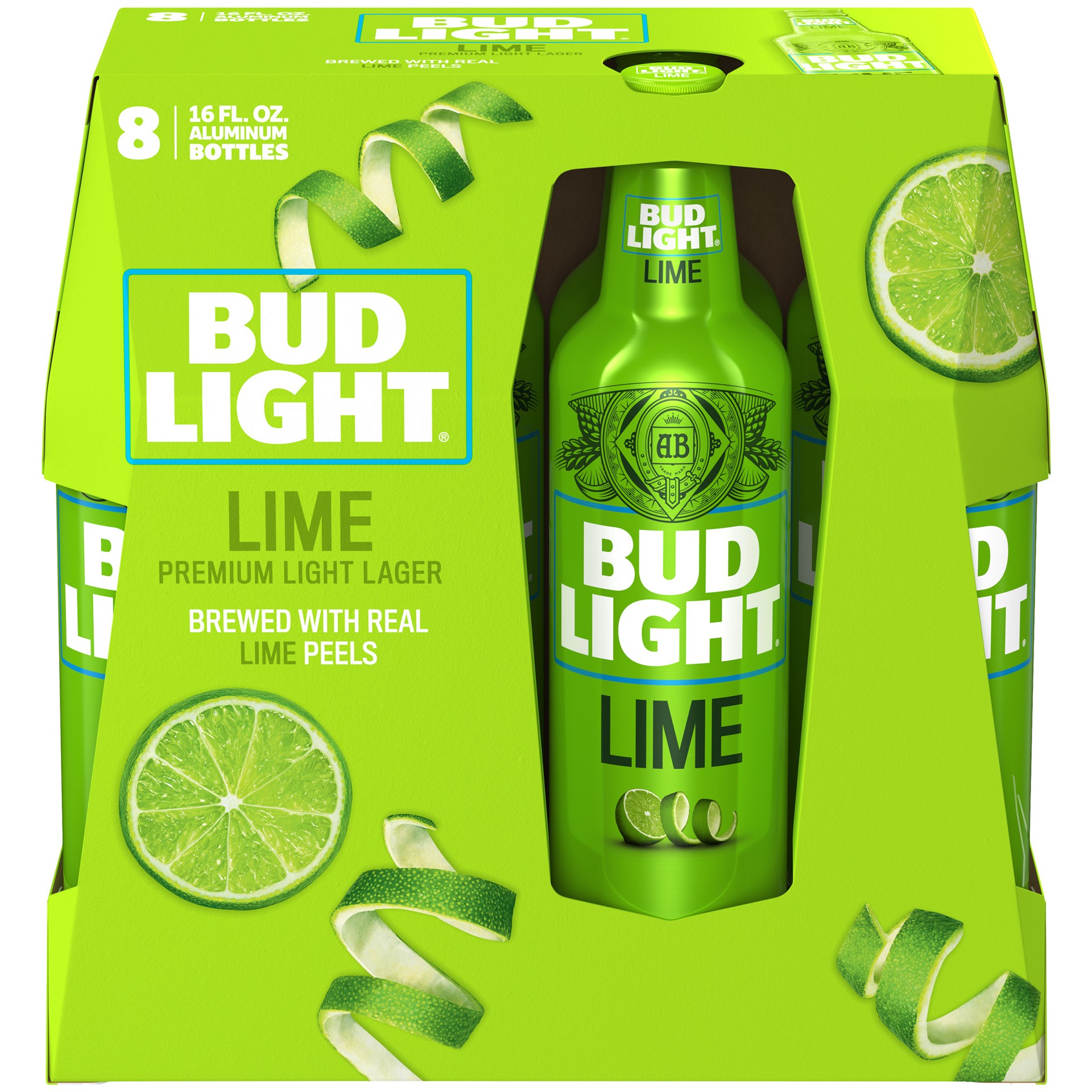 slide 1 of 1, Bud Light Lime Beer, 8 Pack 16 fl. oz. Aluminum Bottles, 16 fl oz