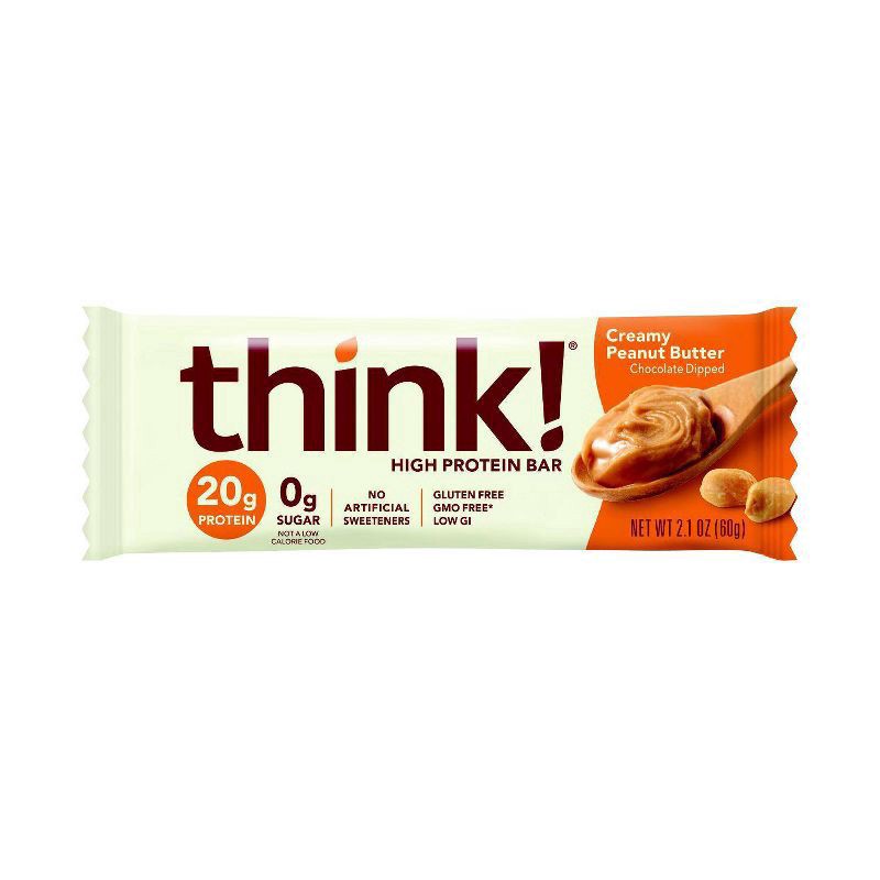 slide 3 of 3, think! High Protein Creamy Peanut Butter Protein Bar 5 - 2.1 oz Bars, 5 ct