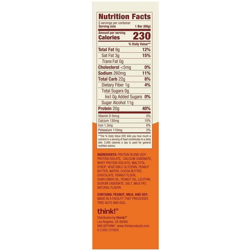 slide 2 of 3, think! High Protein Creamy Peanut Butter Protein Bar 5 - 2.1 oz Bars, 5 ct