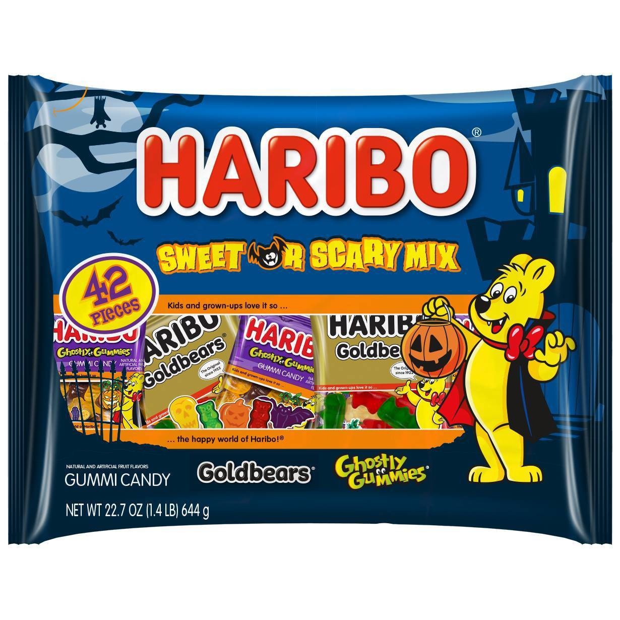 slide 1 of 1, Haribo Halloween Sweet and Scary Mix, 42 ct; 22.7 oz