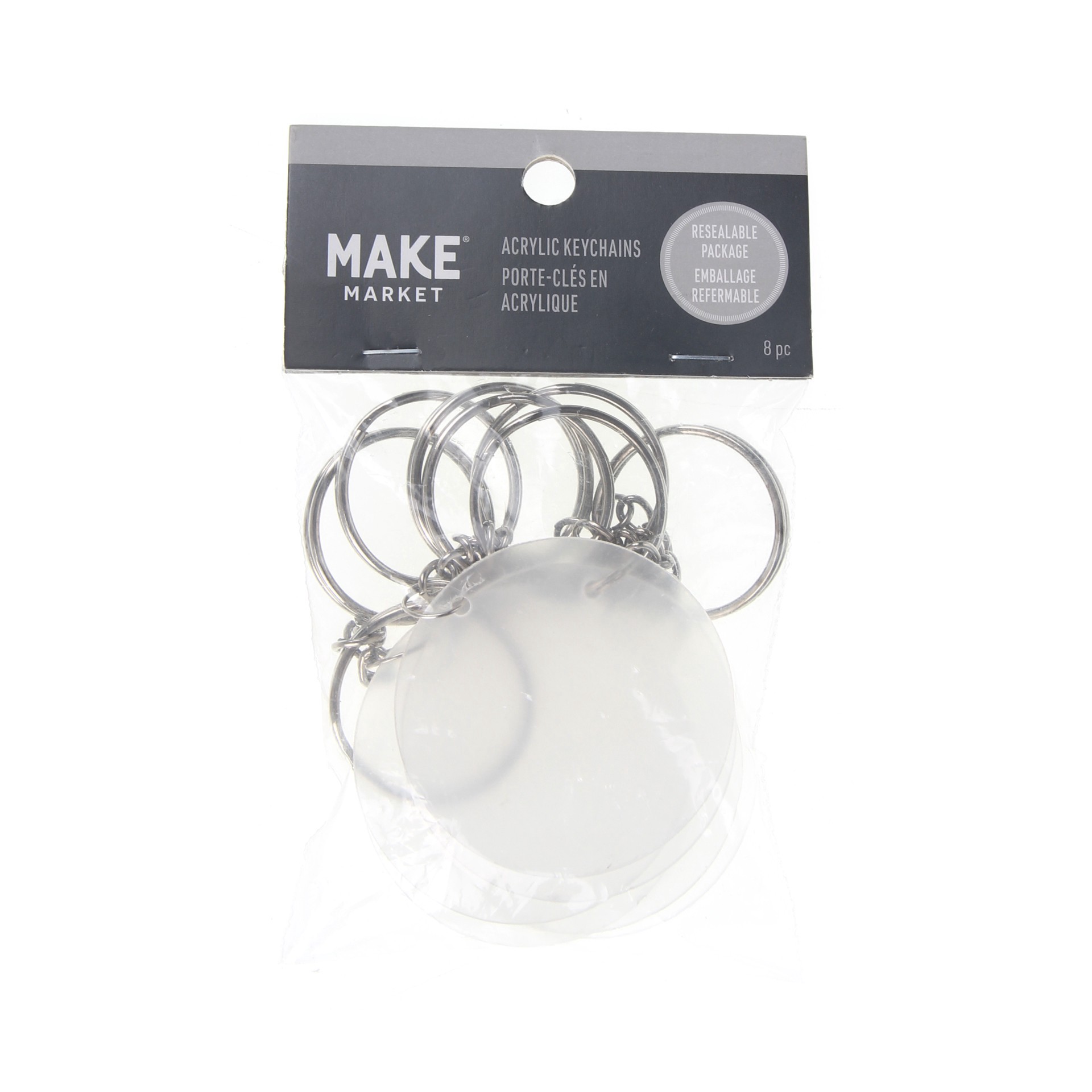 slide 2 of 2, 2" Translucent Acrylic Disc Keychains, 8ct. By Make Market, 8 ct