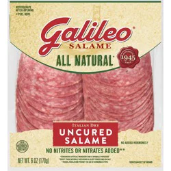 Galileo Salame Deli Thin Sliced All Natural Uncured Salami, 6 oz.
