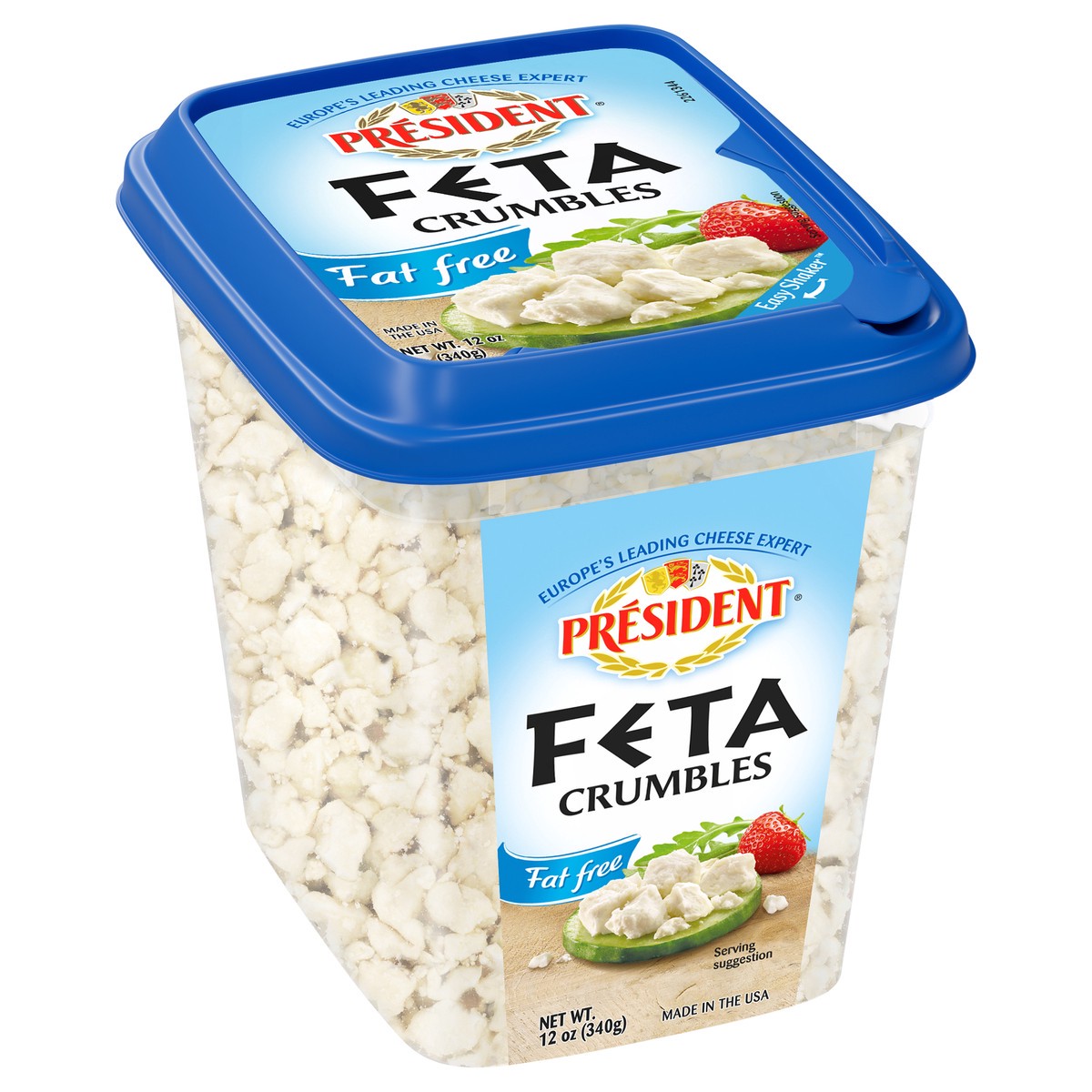 slide 9 of 9, Président Feta Cheese Crumbled Fat Free 12 oz, 12 oz