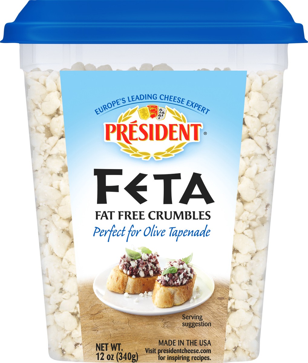 slide 2 of 9, Président Feta Cheese Crumbled Fat Free 12 oz, 12 oz