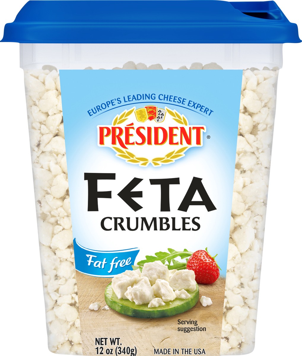 slide 7 of 9, Président Feta Cheese Crumbled Fat Free 12 oz, 12 oz